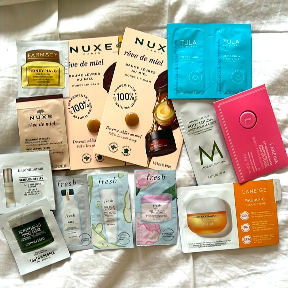 Nuxe, LaNeige, Fresh, Farmacy, Tula Skincare, Moroccanoil and more samples